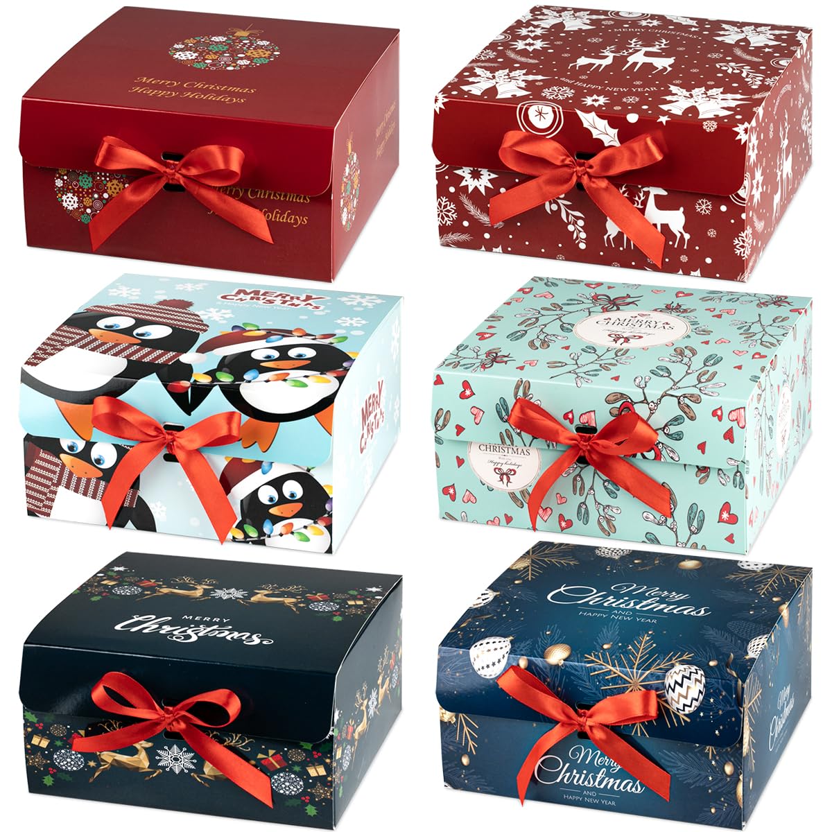 Amazon.com: ARTLYMERS Christmas Gift Boxes with Lids, 6 Pack Gift